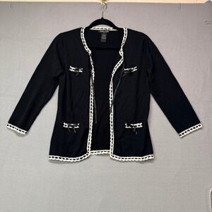 Dolce Cabo Crochet Trim Ribbon Bow Cardigan Wmns M DarkCoquette Dollete Softgoth